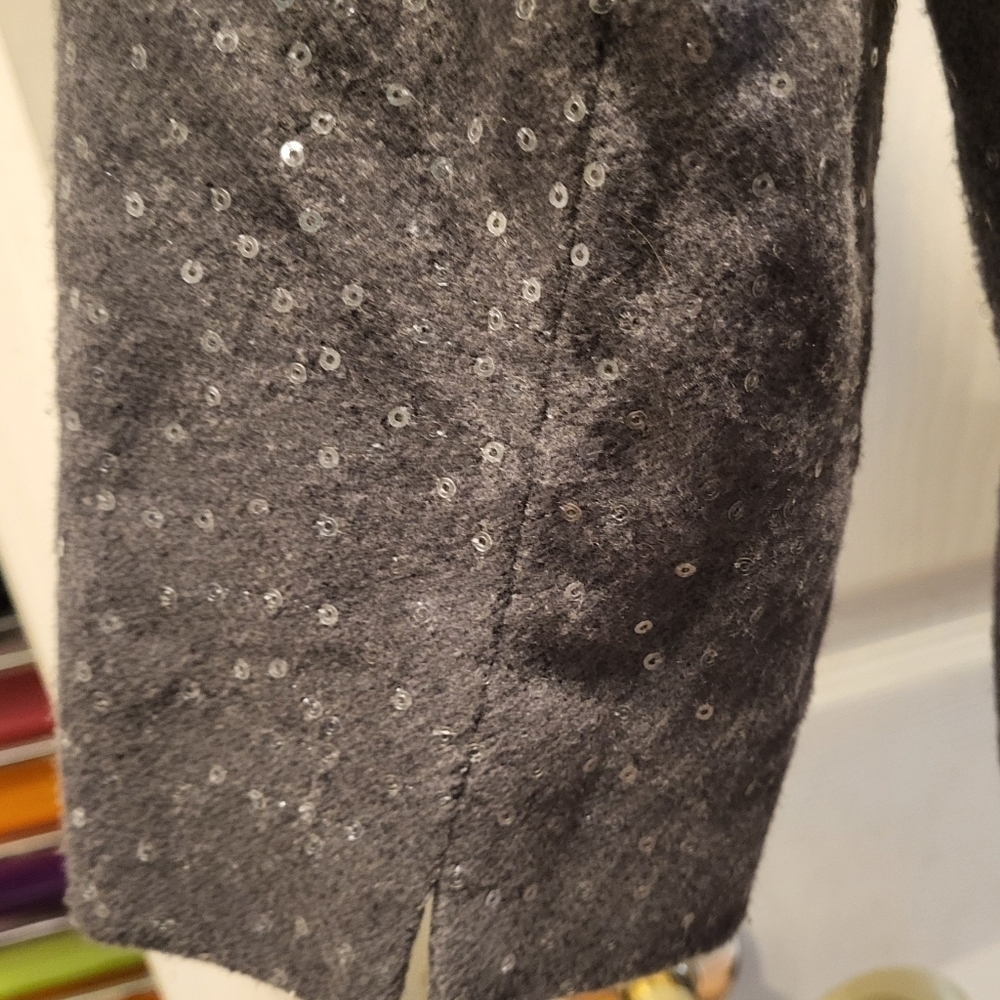 Banana Republic Gray 3/4 Sleeve Sequin Blazer Jacket Size 8 NEW - Picture 11 of 11